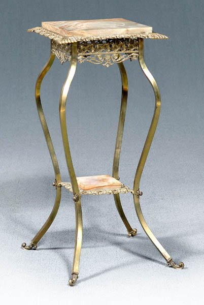 Brass and alabaster plant stand,