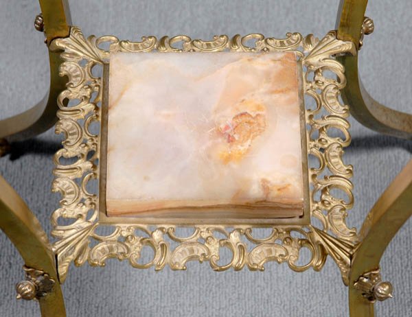Brass and alabaster plant stand, - 3