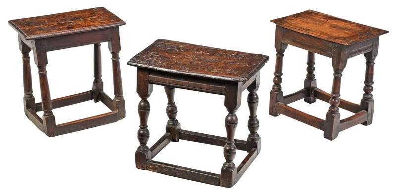 Three Early English Oak Joint Stools (1 of 7)