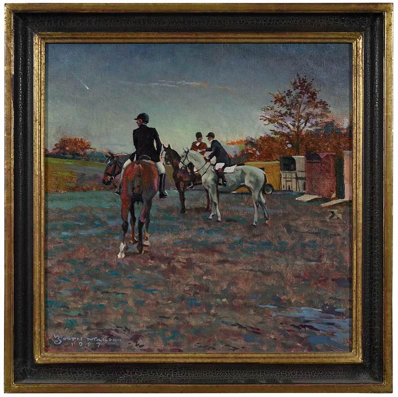 Booth Malone: (Georgia, born 1950)Before the Hunt, signed lower left "Booth Malone 1997", oil on canvas, 15-1/4 x 15-1/4 in.; modern wooden frame, 18 x 18 in.Provenance: Estate of Col. Robert and Mrs. Linda Newton,