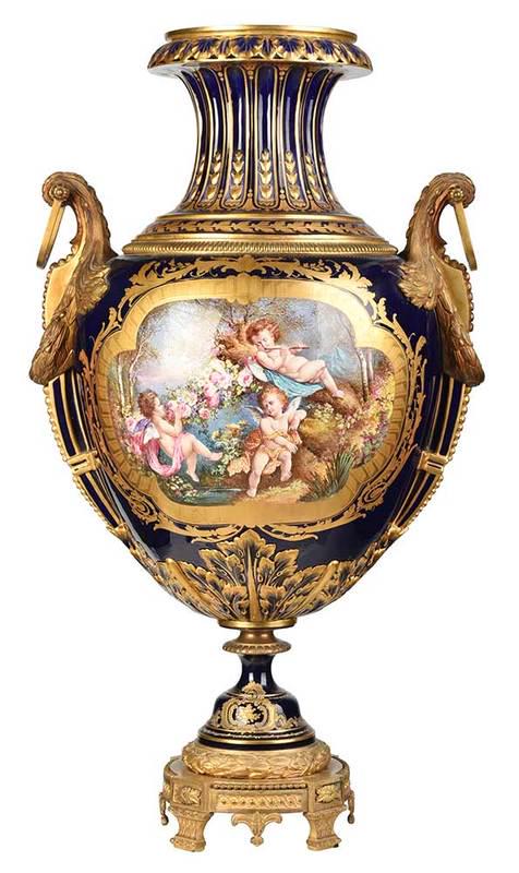 Finely Hand Painted Sevres Porcelain Urn (1 of 20)