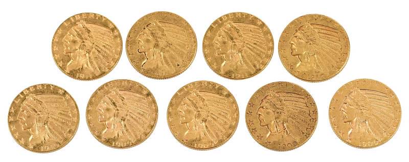 Group of Nine Gold Half Eagles (1 of 5)