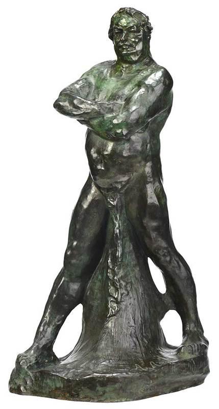 After Auguste Rodin: (French, 1840-1917)Balzac etude de nu C,ÿpetit modŠle, edition 1/75,ÿbearing signatureÿ"A Rodin", lacking foundry marks, patinated bronze, 27-1/2 in.; Provenance: Private Collection, Louisville, K