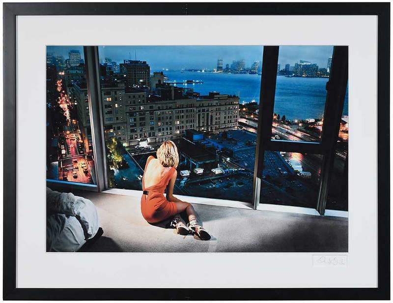 David Drebin: (Canadian/America, b. 1970)Girl in the Orange Dress, 2009, signed recto lower right "David Drebin", also signed, titled, dated verso "Girl in the Orange Dress, 10/15, David Drebin", unique vintage arc