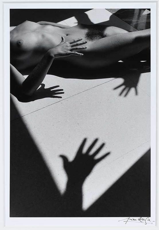 Lucien Clergue: (French, 1934-2015)Nu Espagnol, Tarazona, 1992, signed recto lower right margin "Lucien Clergue", also inscribed in artists hand print verso "1992 by Lucien Clergue-printed 1992 by Laura Melone and Lu