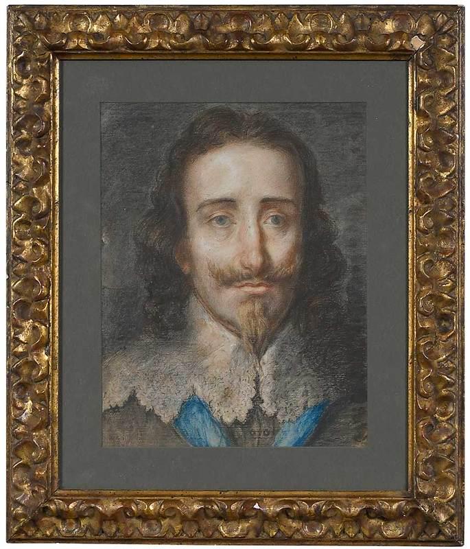 British School Portrait: (18th/19th century)Charles I, pastel on cream wove paper, 15-5/8 x 12 in.; carved and gilt wood frame, 23-1/4 x 20 in.; Provenance: Strawbridge Estate, Pennsylvania, Strawbridge & Clothier Department