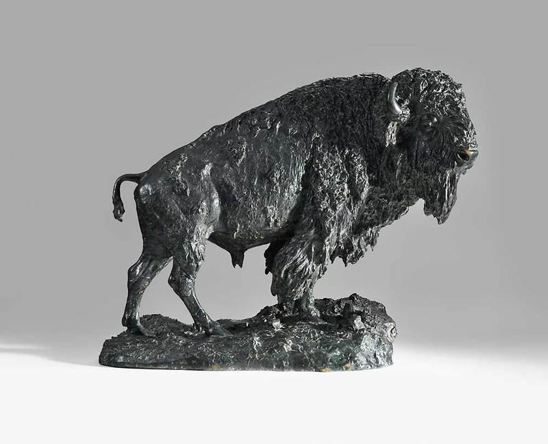 Henry Merwin Shrady: (New York, 1871-1922)Buffalo-Monarch of the Plains, signed "H.M. Shrady/1901" and inscribed "Copyright 1901/Theodore B. Starr" and stamped "13" on outcropping near proper left rear hoof, early 20th ce
