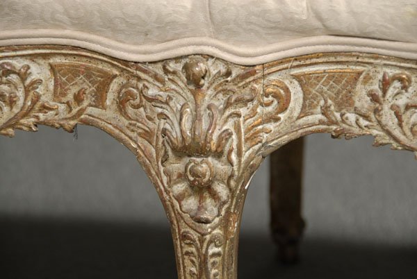 Louis XV carved and gilt bench, - 2