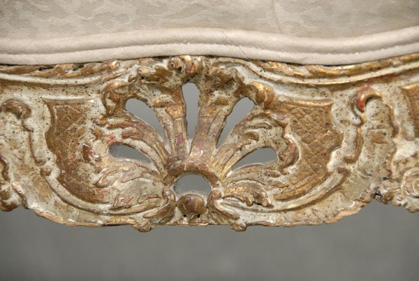 Louis XV carved and gilt bench, - 4