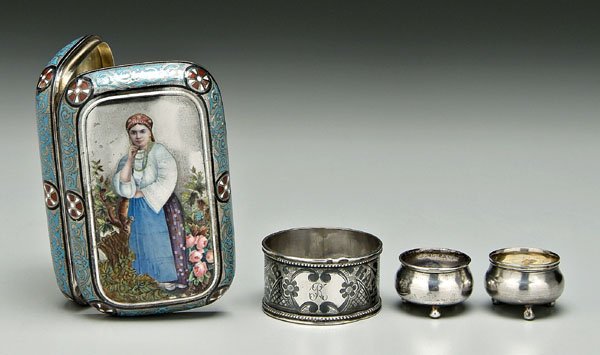 Four pieces Russian silver: