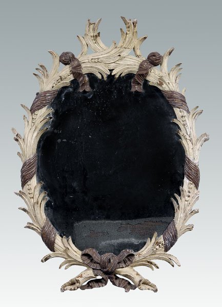 Rococo carved, paint decorated mirror,