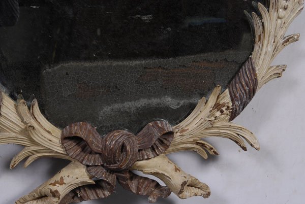 Rococo carved, paint decorated mirror, - 3
