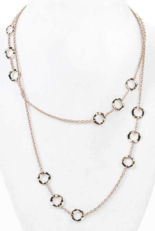 Ippolita Rose Necklace: chain with fancy link stations, stamped "925, Ippolita,?Rose", sterling silver rose plated, 32 in. lg., 12.2 grams, Provenance: Private Collection, North Carolina
