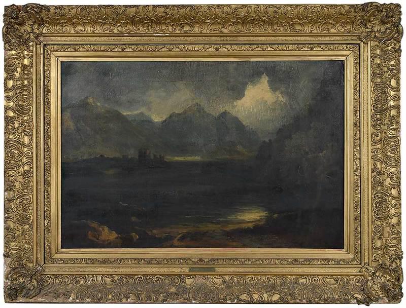 Reverend John Thomson of Duddington: (British, 1778-1840)Landscape with Castle, unsigned, oil on canvas, 26 x 37-7/8 in.; original gilt wood and composition frame, 39 x 51 in., Provenance: Private Collection