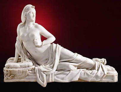 Pio Fedi: (Italian, 1816–1892)Cleopatra morente, 1842, signed on end "Pio . Fedi . Fio-o/Scolpiva", carrara marble, 33 x 46 x 19 in. - Note: Most biographies on the artist Pio Fedi mention the Rape of Polyxen
