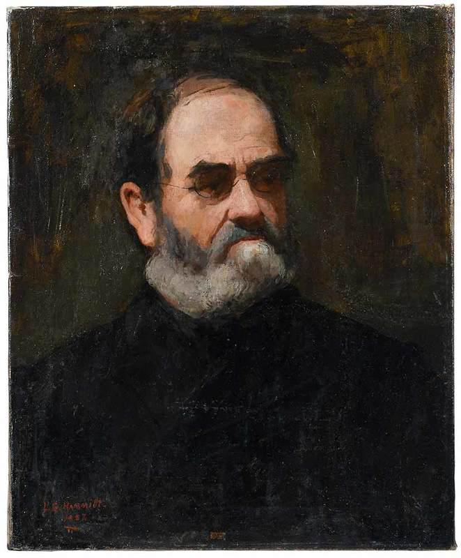 Lilian G. Hammitt: (American, b. 1865)Portrait of a Bearded Gentleman, 1887, signed lower left "L.G. Hammitt./1887", oil on canvas, 22 x 18-1/4 in.; unframedNoe: Lillian Hammitt is the subject of Thomas Eakins famous "G