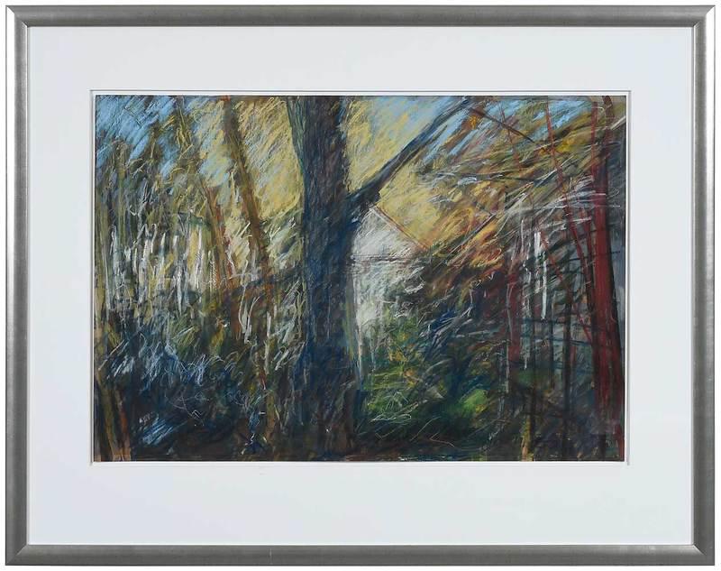Eric Olsen: (North Carolina, 20/21th century)Trees with Ivy #2, signed lower left "E Olsen 00", acrylic and pastel on paper, image 23-1/2 x 34 in.; silvered wood frame, 36 x 45 in., Provenance: A Corporate Collec