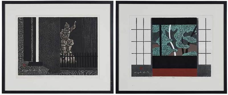 Kiyoshi Saito: (Japanese, 1907-1997)Two: Tofuku-ji Kyoto (A), 1961, 25/200; Shoji (C), 1960, 02/200; woodblock prints, both signed lower left "Kiyoshi Saito", 16-1/2 x 21-1/2 in. (sight); modern black wood frames, 2