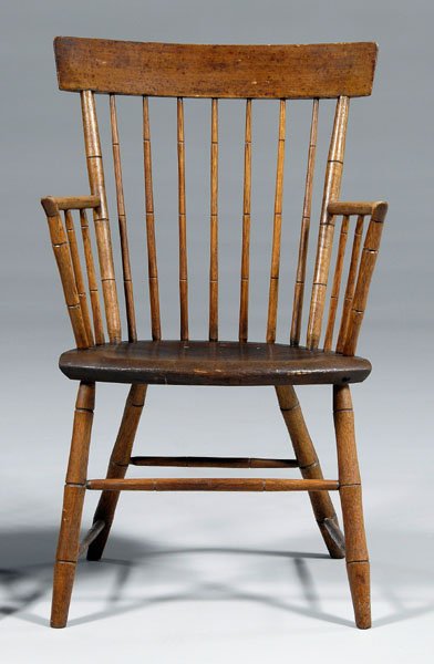 Two antique Windsor open armchairs: - 2