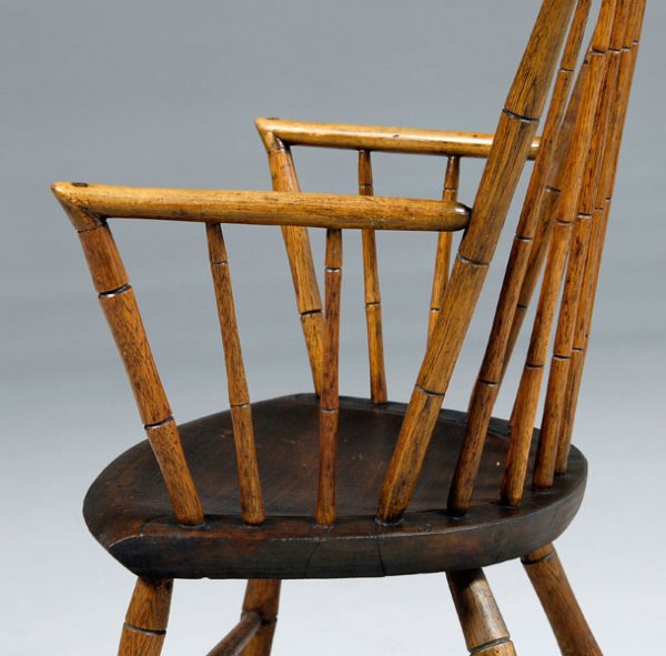 Two antique Windsor open armchairs: - 4