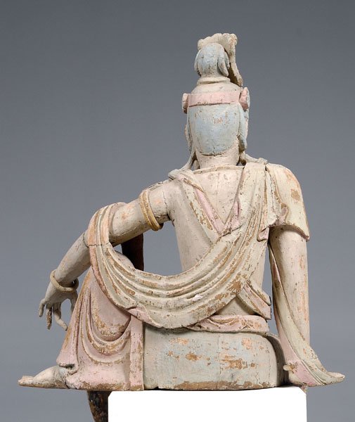 Chinese carved wood figure of Guanyin, - 9