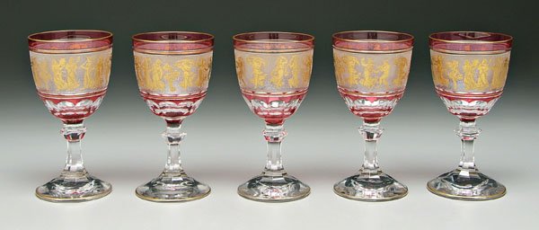 Five Val St. Lambert glasses