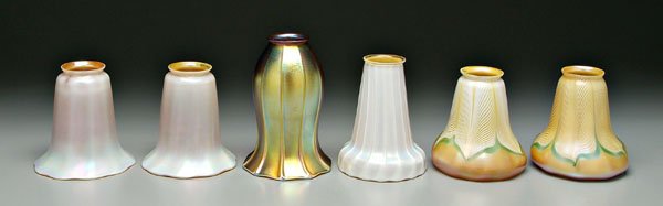 Six Quezel art glass shades