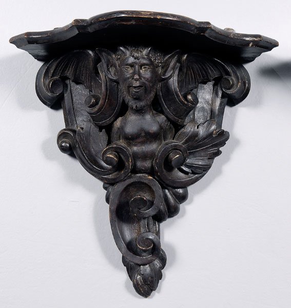 Pair carved wood brackets - 3