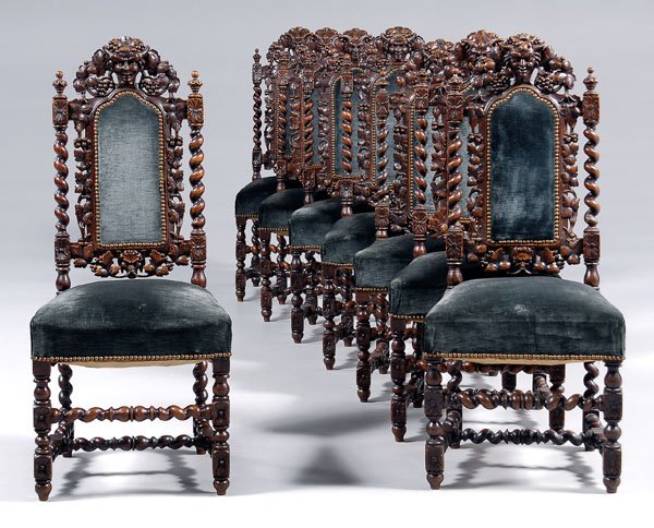 Set of eight Bacchus dining chairs