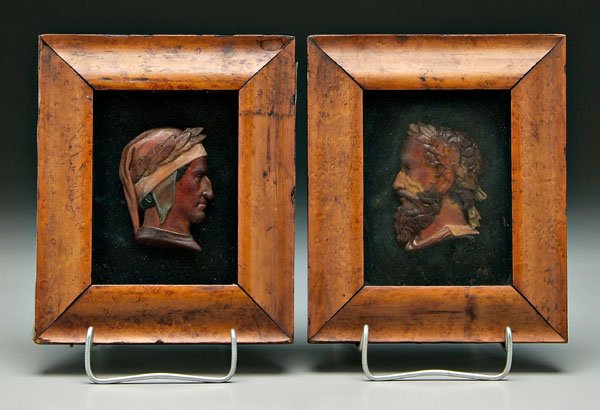 Two 19th century laureate wax profiles