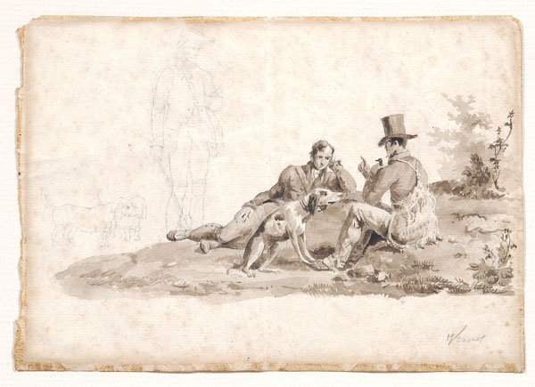 French School sporting drawing, - 2