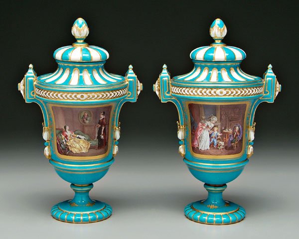 Pair Sèvres urns