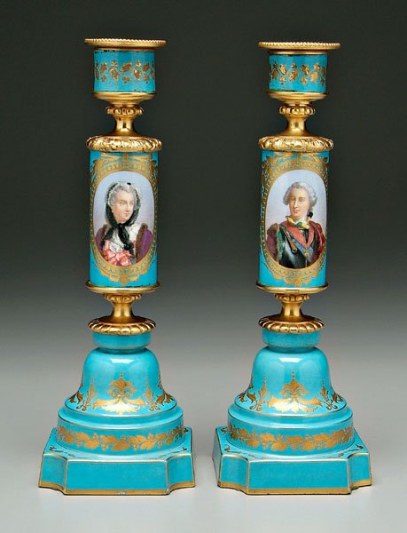 Pair Sèvres candlesticks: