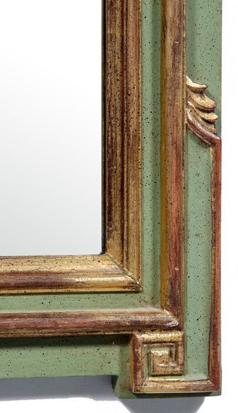 Louis XVI style parcel gilt mirror, - 3