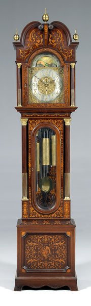 Fine Elliott inlaid tall case clock,