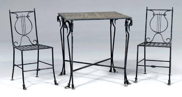 Empire style wrought iron patio set:
