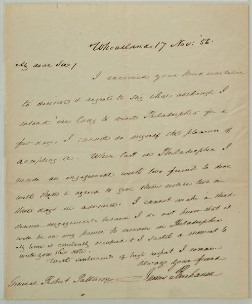 1856 James Buchanan autograph letter,