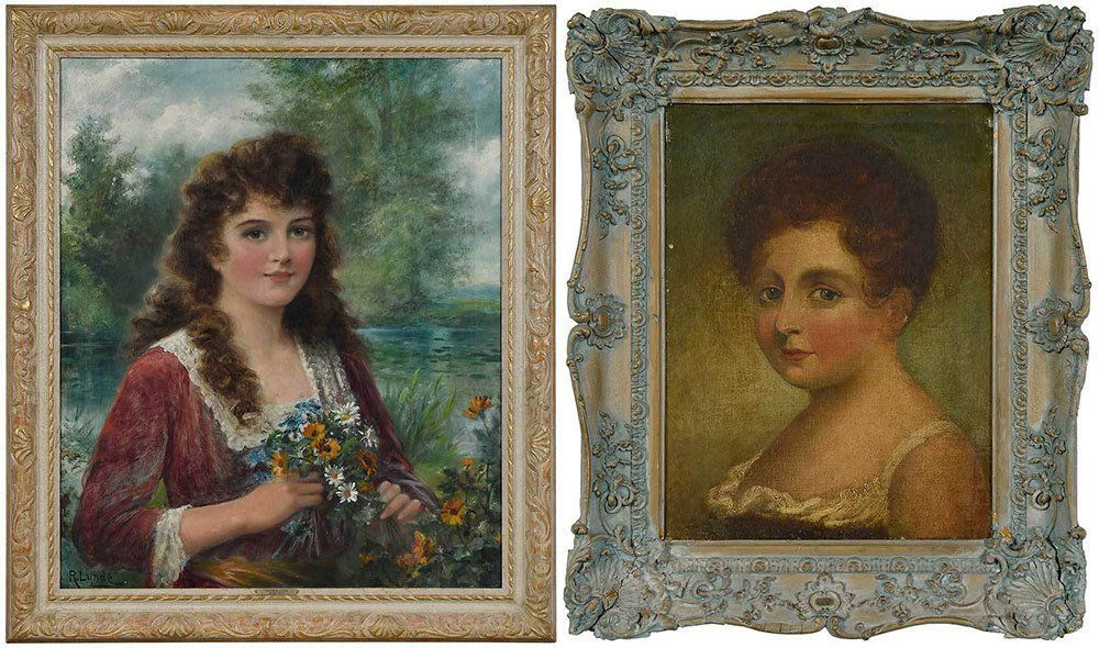 Two British School Portraits: (British, 19th/20th Century)Young Lady With Bouquet, bears signature "R. Lynde", oil on canvas, 29-1/2 x 24-1/2 in.; carved wood frame, 35-1/2 x 30-1/2 in.; together with (19th century), A Child, unsi