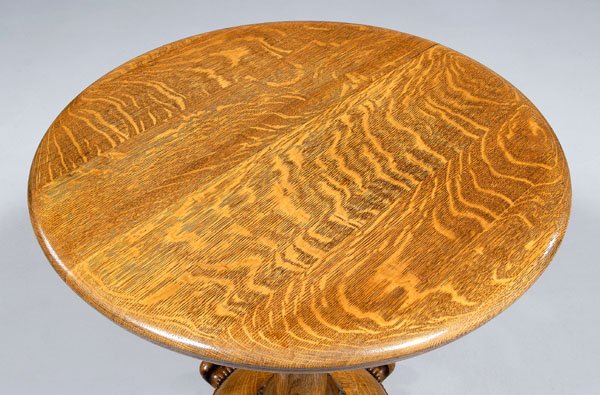 Victorian oak pedestal table, - 3