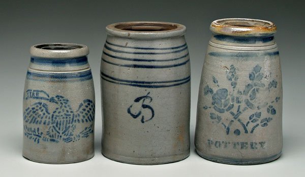 Three stoneware canning jars,
