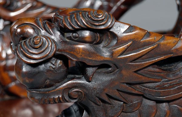 Chinese dragon carved armchair, - 5