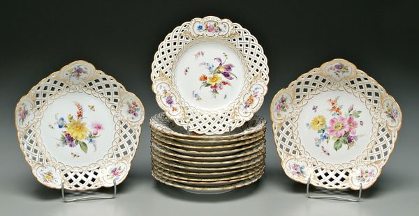 14 pieces Meissen china