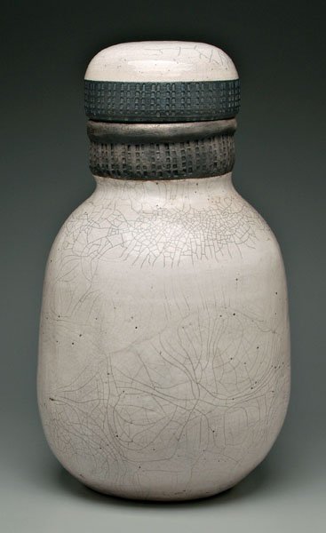 Jim Davis lidded raku jar,