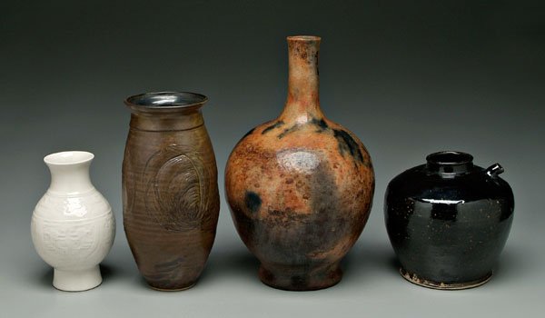 Four pieces studio pottery
