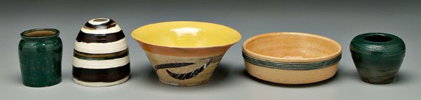 Five pieces studio pottery