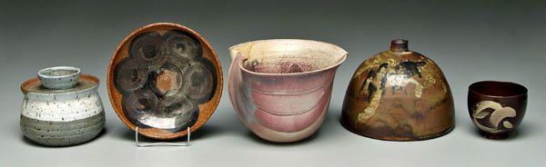 Five pieces American studio pottery: