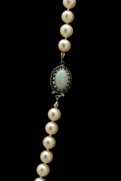 Cultured pearl, opal necklace, - 2