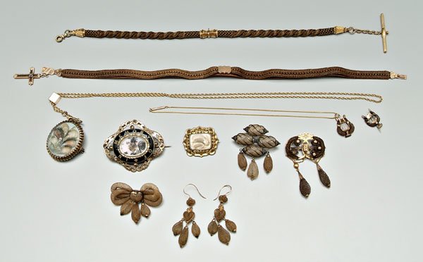 Victorian gold hairwork jewelry,