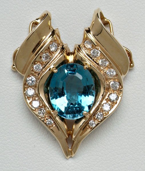 Diamond and blue topaz slide pendant,