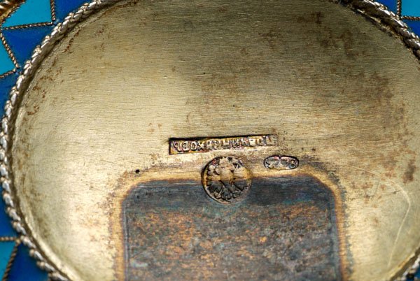 Russian silver and enamel kovsch, - 2